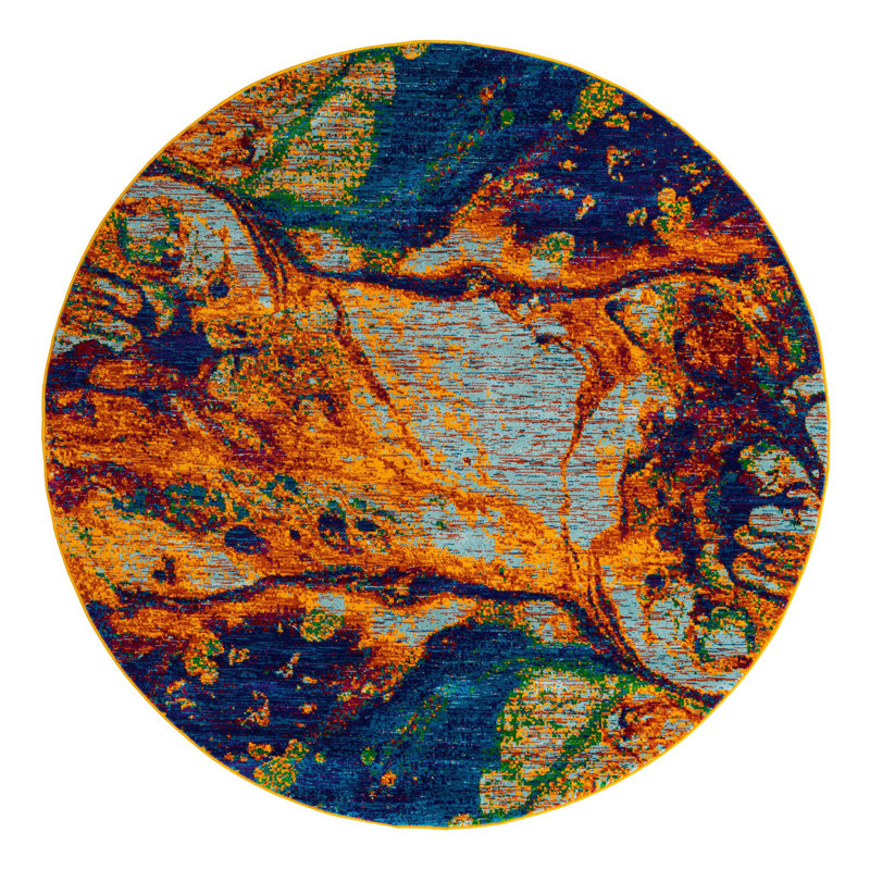 Malaija Abstract Indoor Rug, Round 7'10"