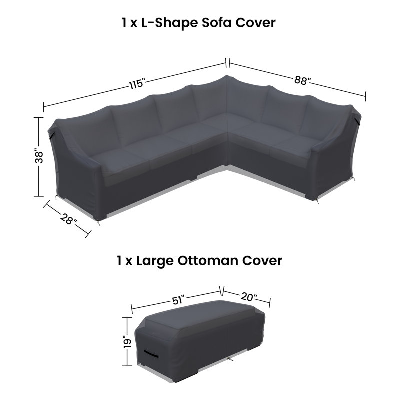 Housses pour meubles de patio en L de 111,5 po de large Evolo pour canapé et banc en L