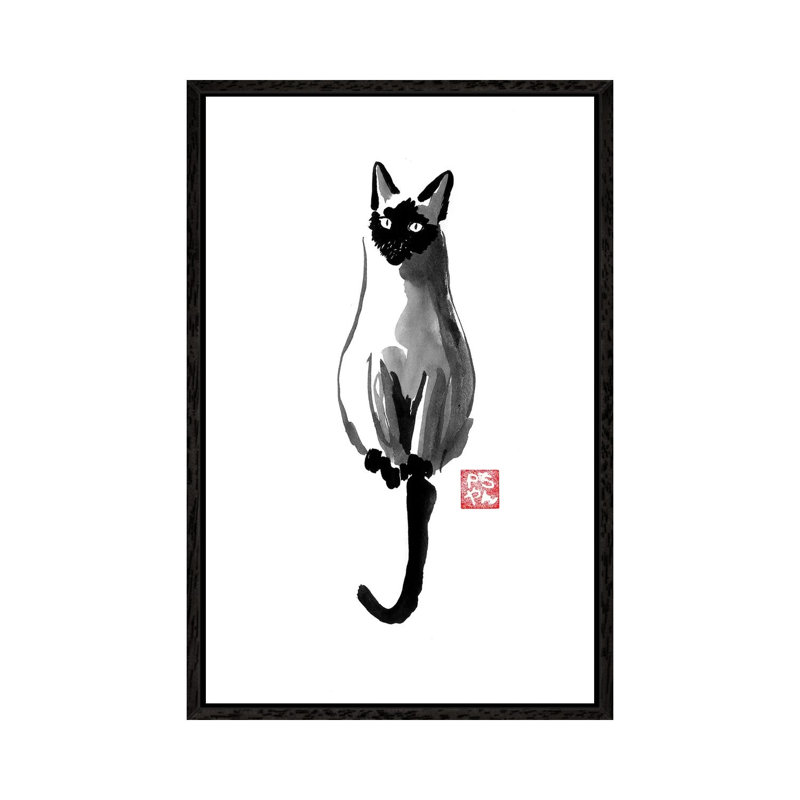 Siamese by Péchane - Print on Canvas, Black Framed, 66.04 cm H x 45.72 cm W