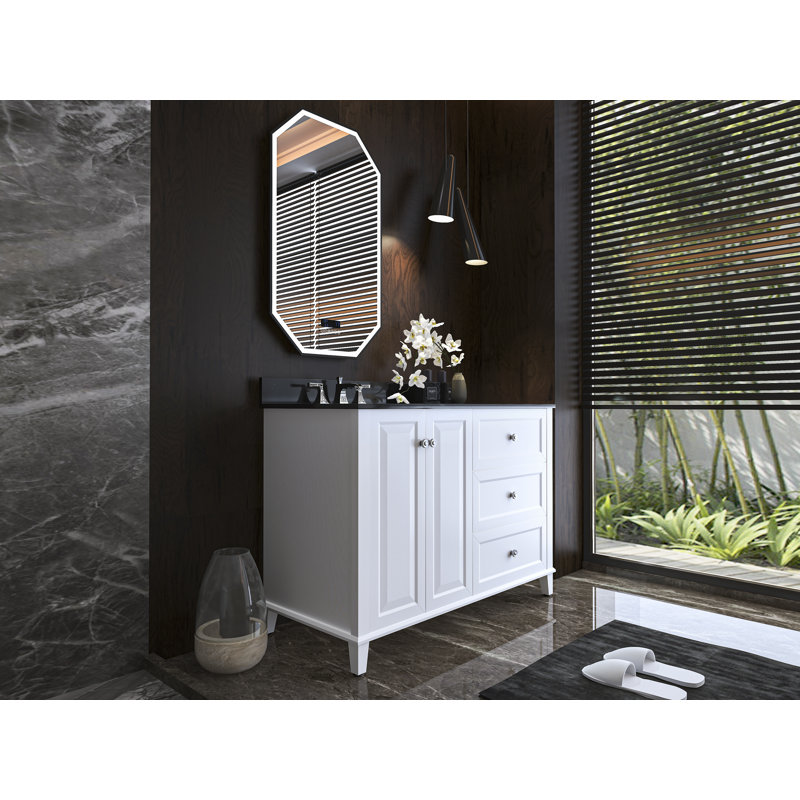 Hannah 48'' W Vanity, Black, White/Brushed Nickel, Left