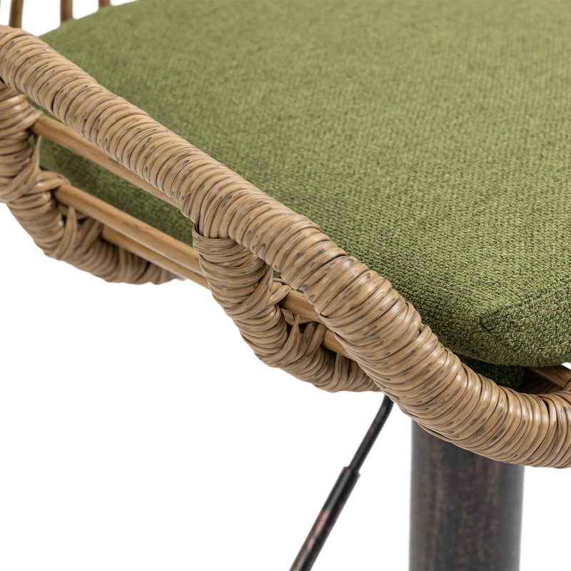 Ensemble de 2 tabourets pivotants, chaises de hauteur réglable avec repose-pieds pour la cuisine ou la salle à manger,, Vert