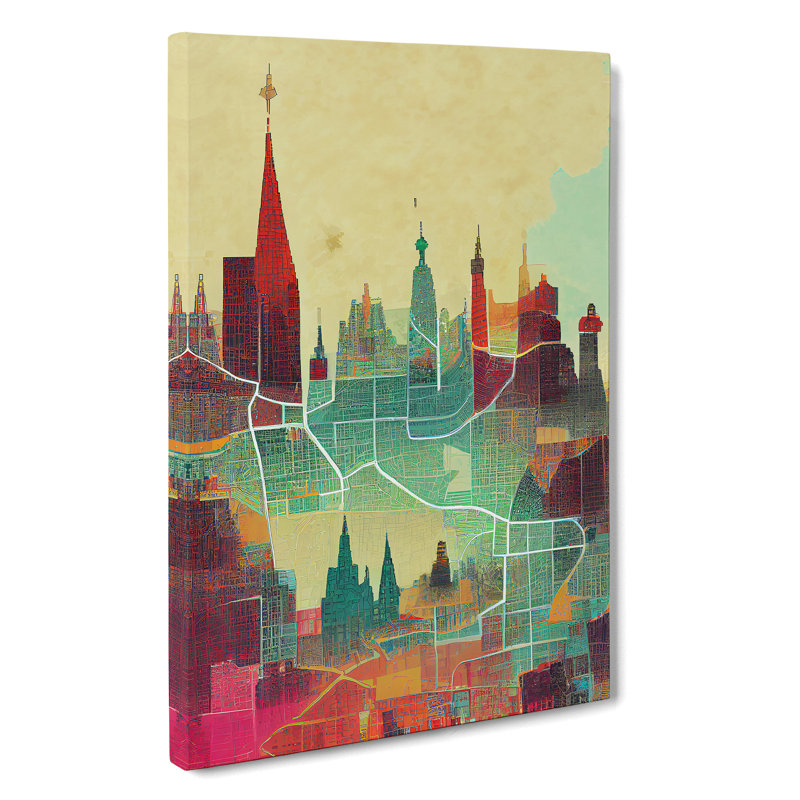 City Skyline Map No.1 - Wall Art, Wrapped Canvas, 76cm H x 50cm W x 3cm D, No Matte