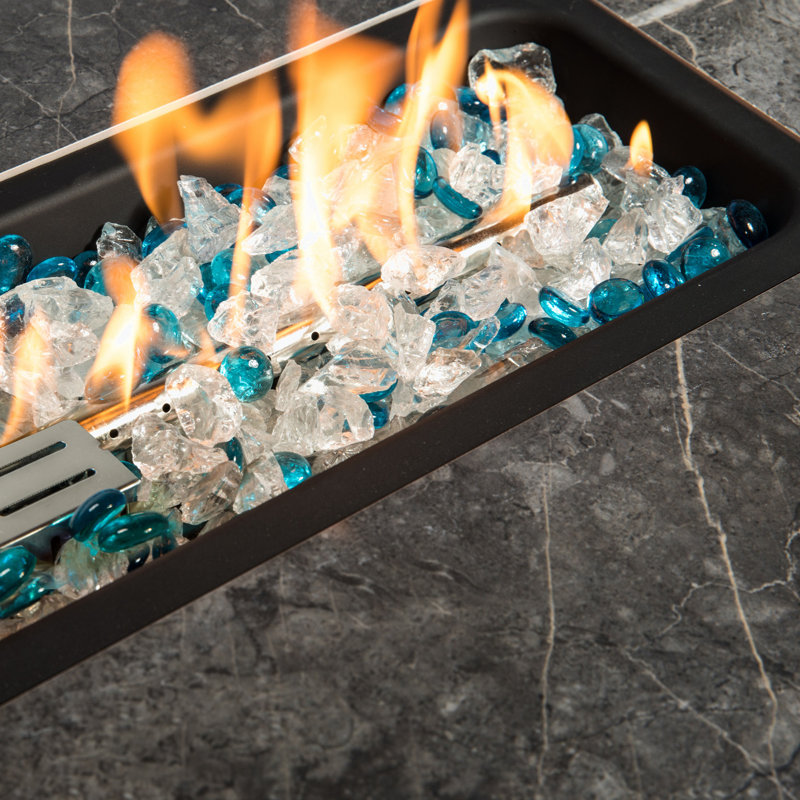 Brown Rattan Gas Fire Pit Table with Ceramic Top