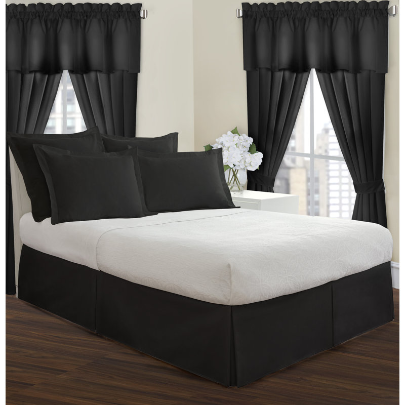 Colvert Polyester Semi Sheer Curtain Single Panel, 42" W x 84" L, Black
