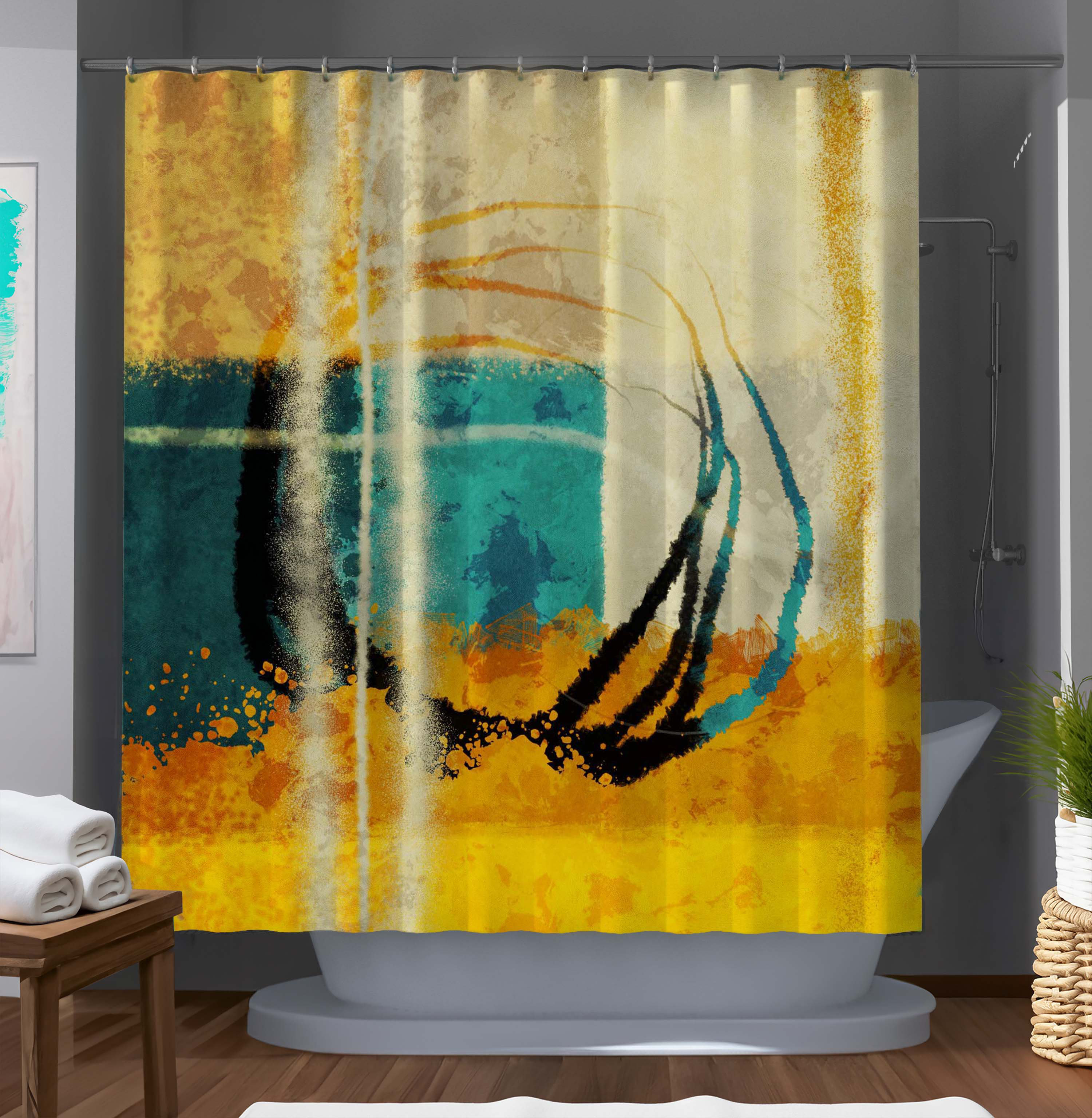 Illustration of Urban Luxurious Ruffled Shower Window Treatments