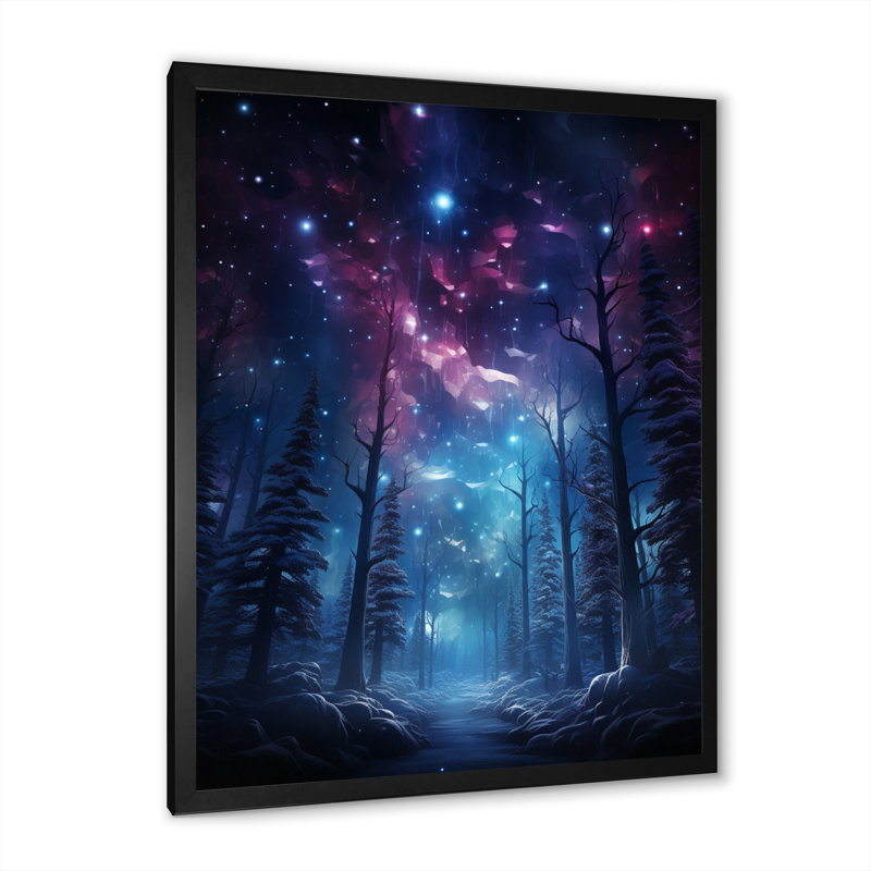Aurora Borealis Dancing Lights V - Floral Canvas Art Print, H 20 po x l 12 po x P 1 po, Cadre photo noir