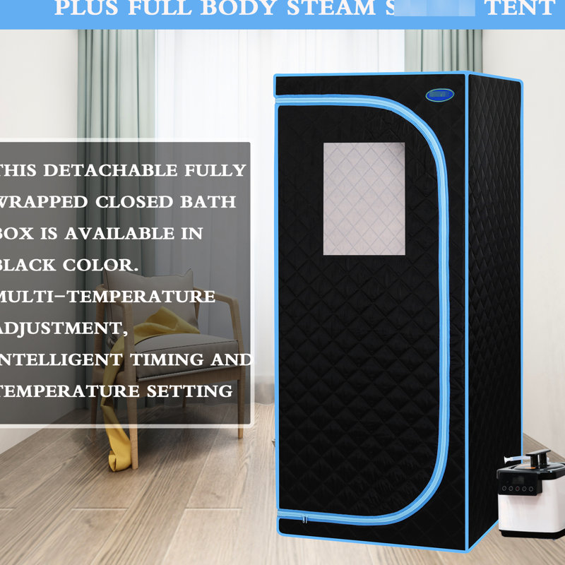 Portable Steam Therapy - 150F Maximum Temperature 14.25 Inch Carton Height Blue Tent With Mat Board Relax & Rejuvenate 2.6L Pot Black Binding