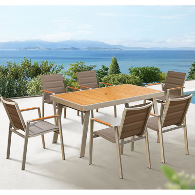 Nofi 6 - Person Patio Dining Set with Rectangular Table