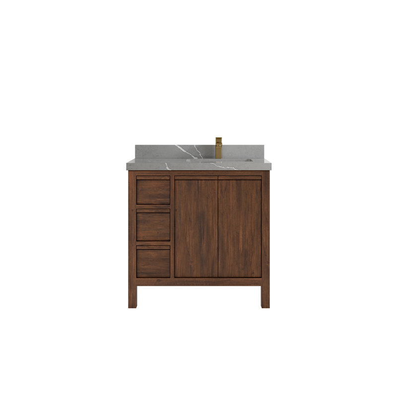 Ensemble de meuble-lavabo simple 36 po Elizabeth, Gris Piatra