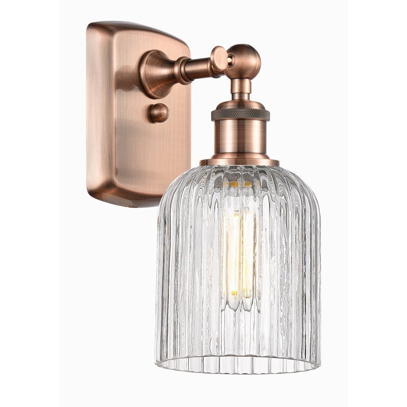 Northgate Steel Armed Sconce, Antique Copper, Princess Blue