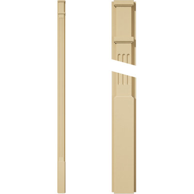 Signature Urethane Fluted Pilaster w/ Decorative Capital & Base, 4"W x 96"H x 2"P (Pair), Base Can Be Trimmed Up to 6 5/8", High Density Milled Urethane, Factory Primed Tan, Sold As Pair