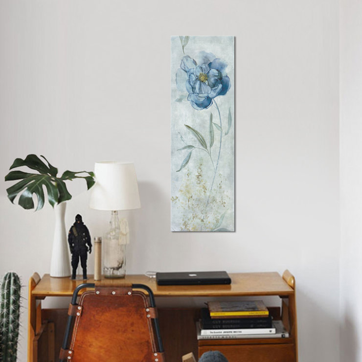 «Blue Peony», reproduction d'impression sur toile tendue, H 36 po x l 12 po x P 1,5 po, Toile tendue