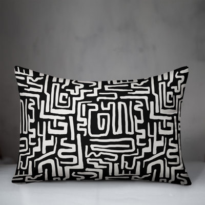 Navy Wiggly Shapes Outdoor Throw Pillow