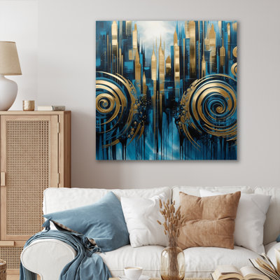 Begoa Gold and Blue Urban Elegance II, reproduction sur toile encadrée