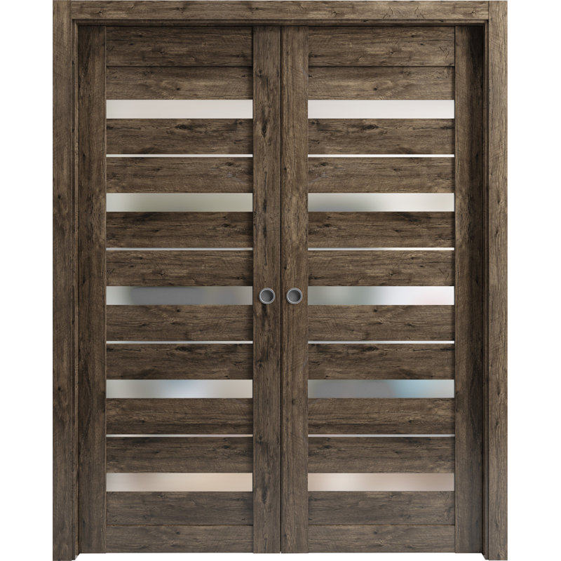 Portes de placard coulissantes en bois givré Quardo, 48 po x 84 po, Noyer