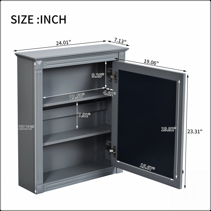 Armoire de rangement murale pour salle de bain avec miroir, tablettes réglables et conception compacte pour les salles de bain modernes