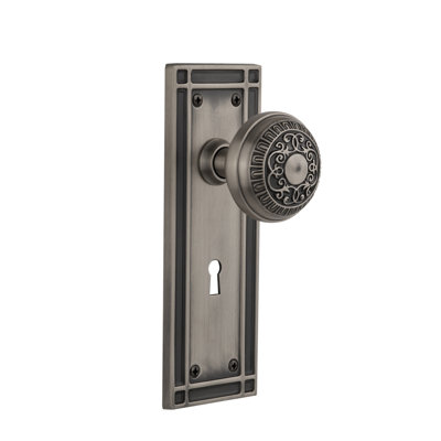 Egg & Dart Interior Mortise Door Knob with Mission Long Plate