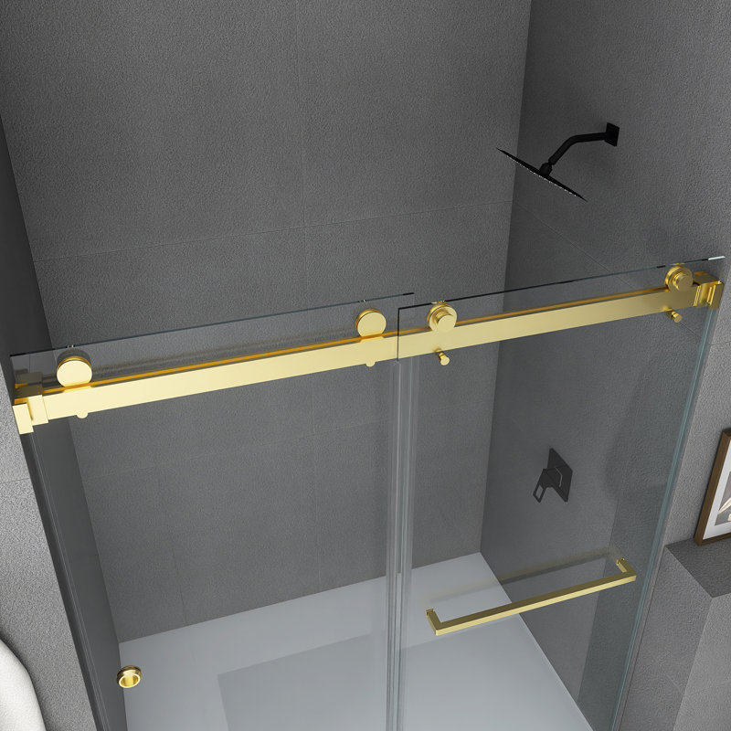 55''-59'' W x 72'' H Sliding Frameless Shower Door, Gold