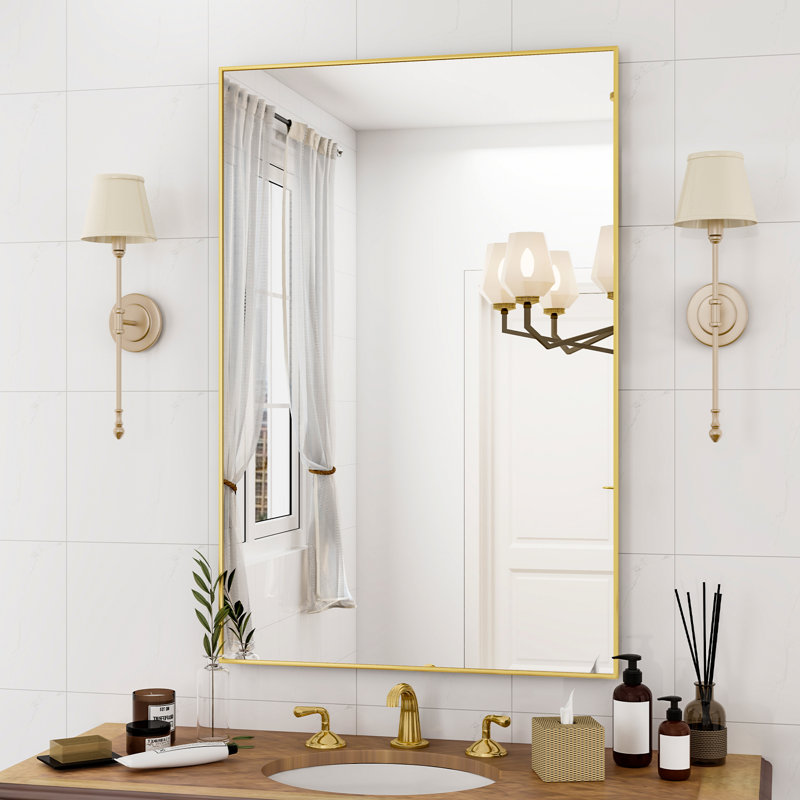 Miroir de salle de bain mural Lucson, Doré, 36 po x 24 po