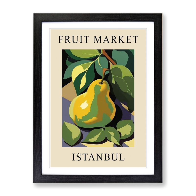 Pear Istanbul Fruit Market Exhibition 1 Piece Single Picture Frame Wall Art, 34cm H x 25cm W x 2cm D