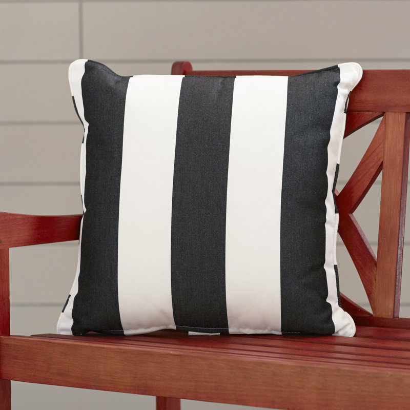  Outdoor Sunbrella Throw Pillow, Cabana Classic Black Stripe Sunbrella®, 22", 22"