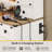 Farmhouse Vanity Desk With Mirror And Lights, White Makeup Dressing Vanity Table With Charging Station, Rustic Country Vanity Mirror With Sliding Barn Door 3 Lighting Modes Adjustable