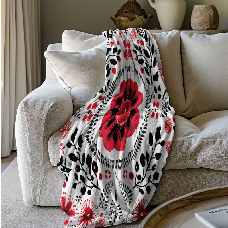 Scandinavian Flowers - 1 pièce Sherpa Premium, Lit simple