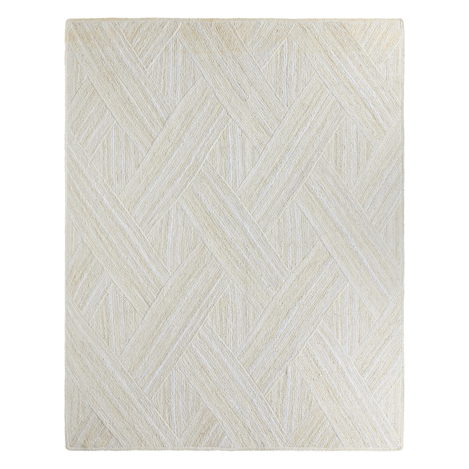 Lizbeth Cream Hand-Woven Geometric Jute Rug, Rectangle 4' x 6'