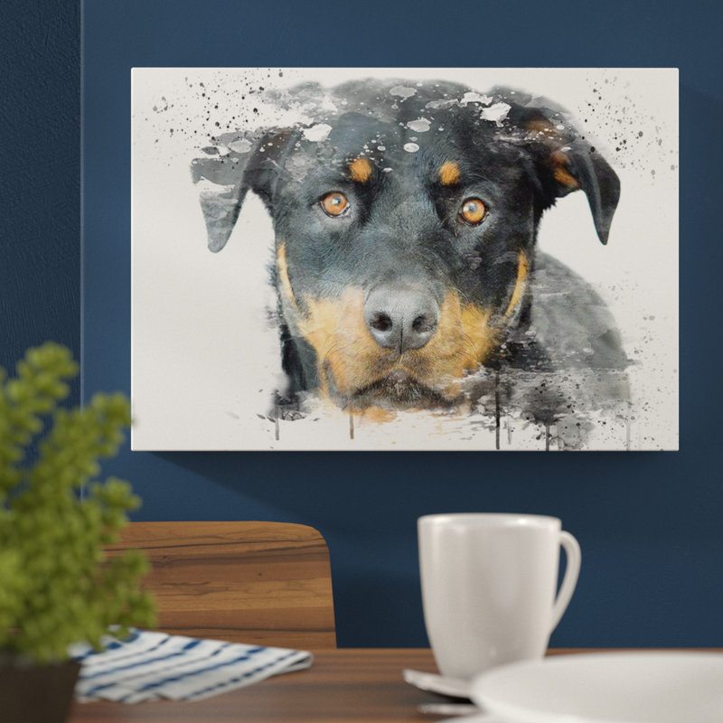 Rottweiler Dog - Rectangle Print on Canvas, Wrapped Canvas, 29.7cm H x 42cm W x 0.01cm D