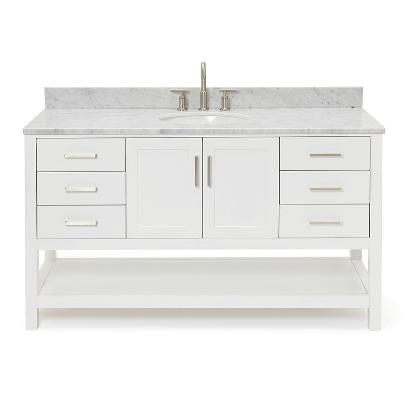 Magnolia Bath Vanity Rectangular Basin S061SCW2R, White, Oval, 61"