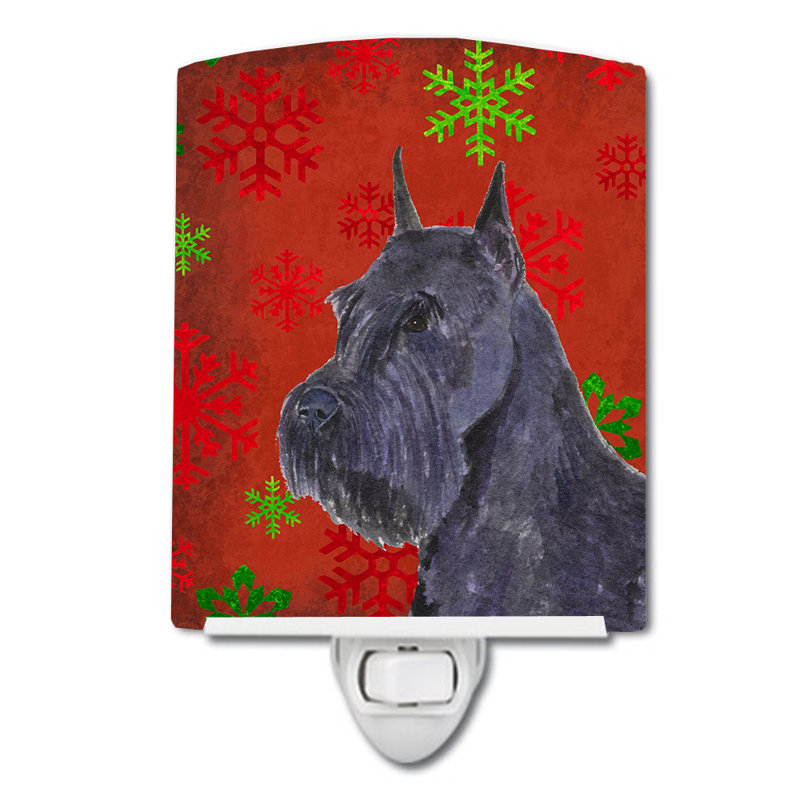 Schnauzer Snowflakes Holiday Christmas Ceramic Night Light