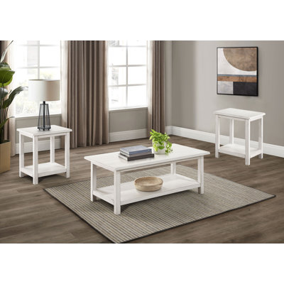 Callistus 3-Piece Coffee And End Table Set Distressed White