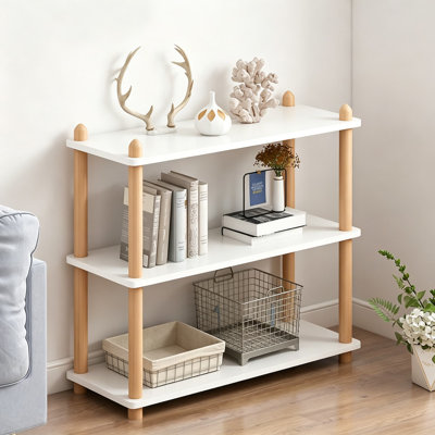 3-Tier Wooden Shelf Bookcase, Modern Open Bookshelf, Free Standing Storage Rack, Multifunctional Display Stand for Home and Office, White