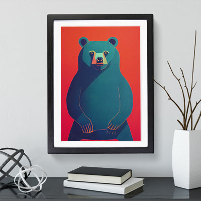 Sitting Bear Abstract - Framed Print