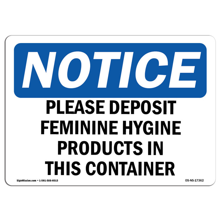 SignMission Notice Deposit Feminine Hygiene Products | Wayfair