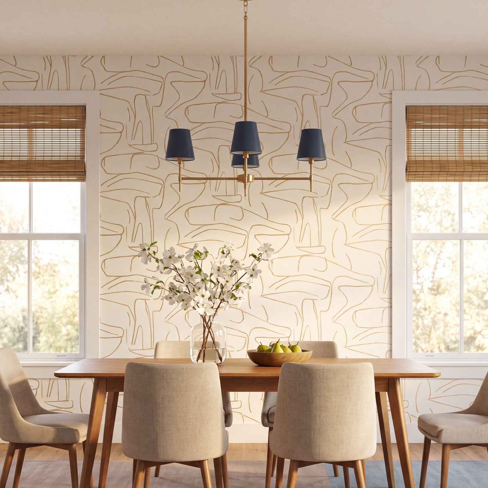 Niseko Modern Abstract Wallpaper, Metallic Goldenrod