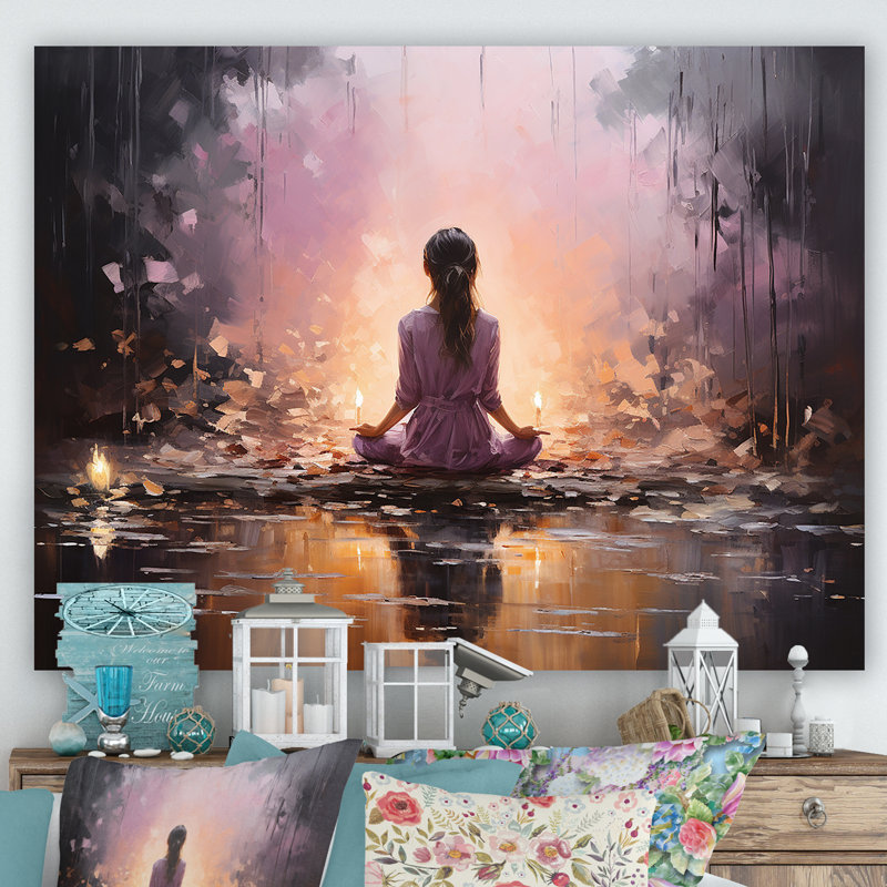 «Pink Yoga Mediation I», reproduction sur toile, Toile tendue, 30" H x 40" W
