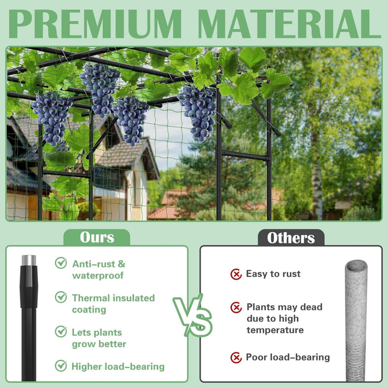 Tall Black Metal Garden Arch Trellis for Climbing Plants