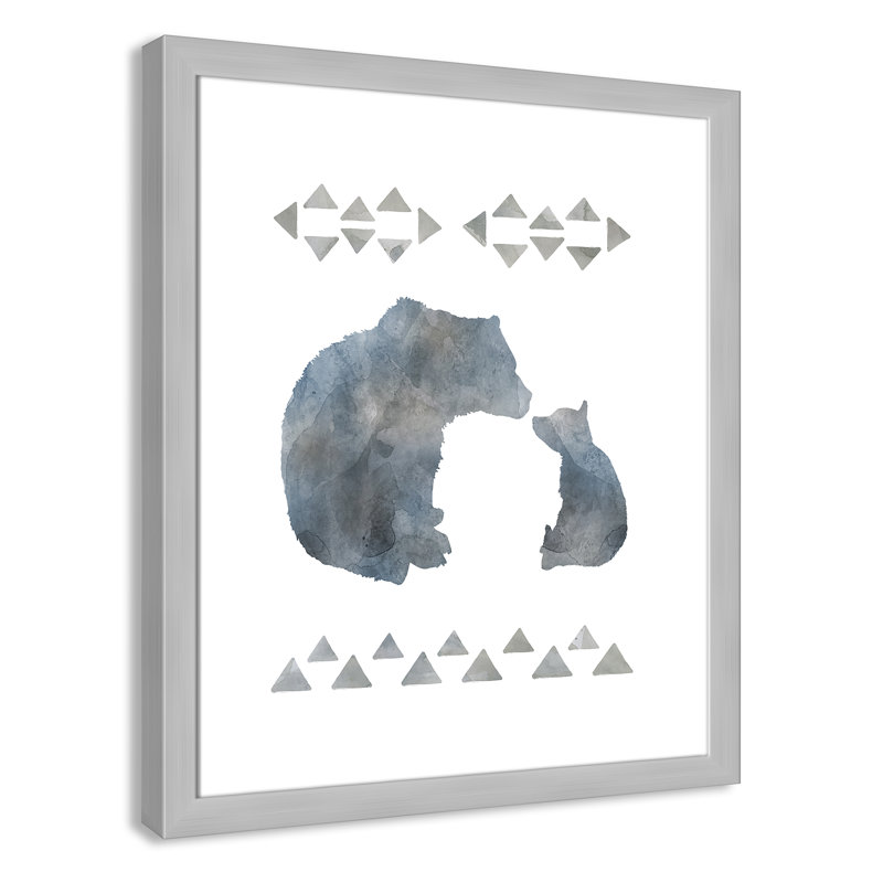 «Little Man Cave Bears», art encadré, H 24,5 po x l 20,5 po x P 0,63 po, Cadre argenté