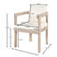 Ensemble de 2 chaises de salle à manger en bois d'acacia, fauteuils avec coussins crème, fauteuil d'appoint en tonneau, ensemble de chaises d'appoint de cuisine confortables pour balcon, cour, jardin