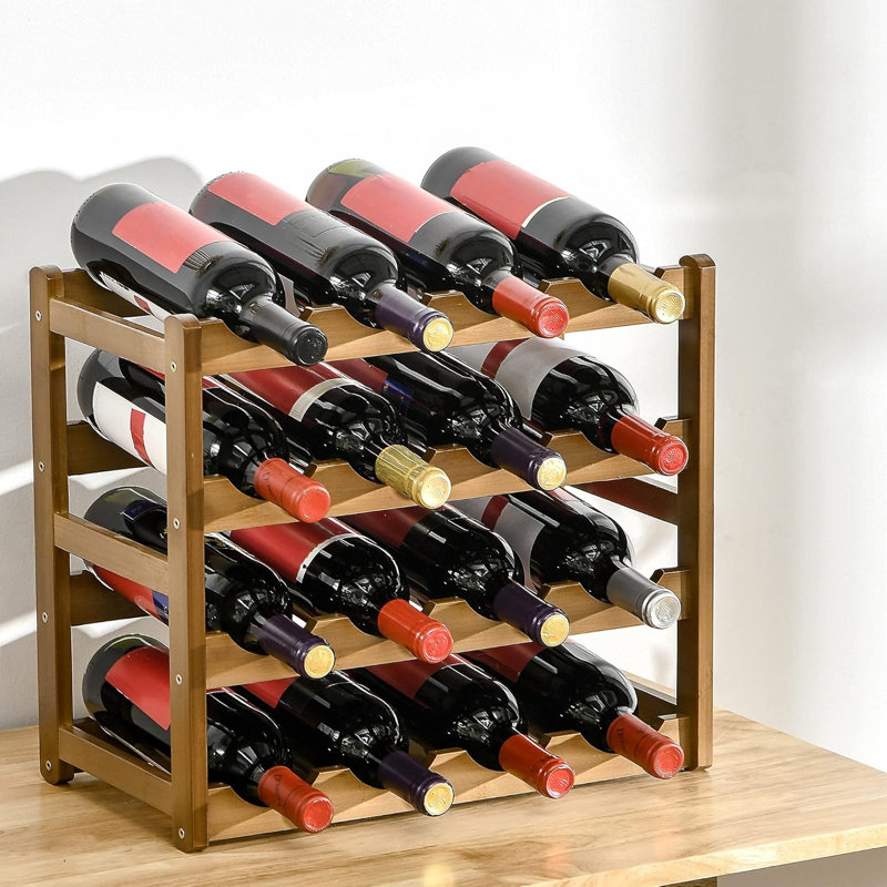 Istres Tabletop Wine Bottle & Glass Rack Brown