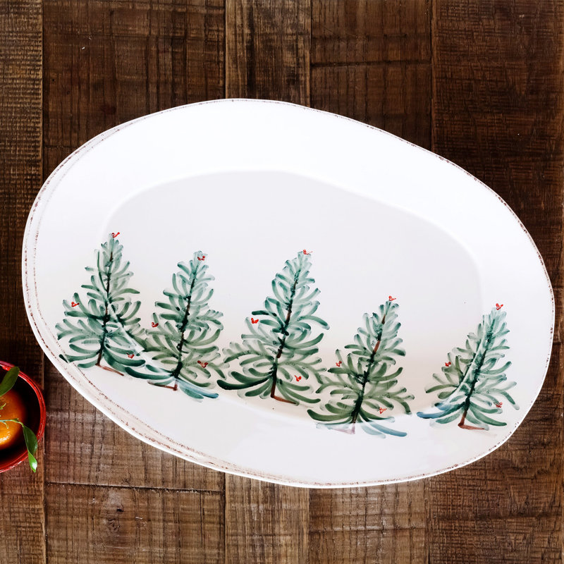 Lastra Holiday Handpainted Ceramic Oval Platter