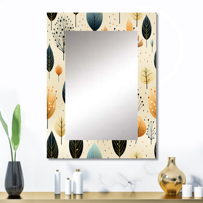 Shanira Modern Leaf Patterns - Miroir décoratif de plantes, grand miroir mural Boho, impression d'art en métal