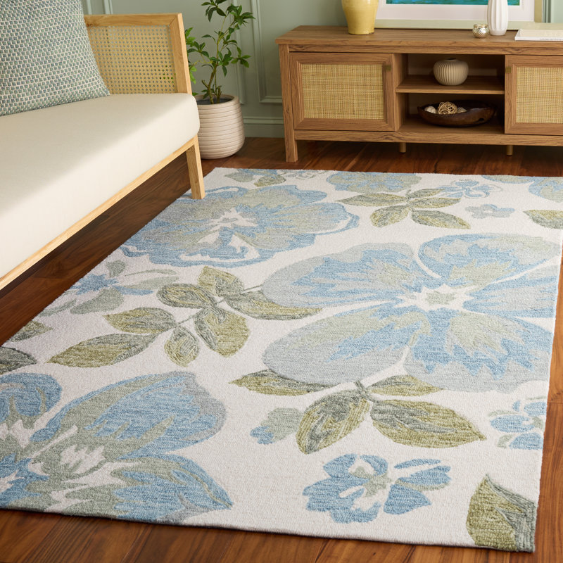 Jardin Hand Tufted Wool; Cotton Floral Indoor Rug, Rectangle 5' x 8'