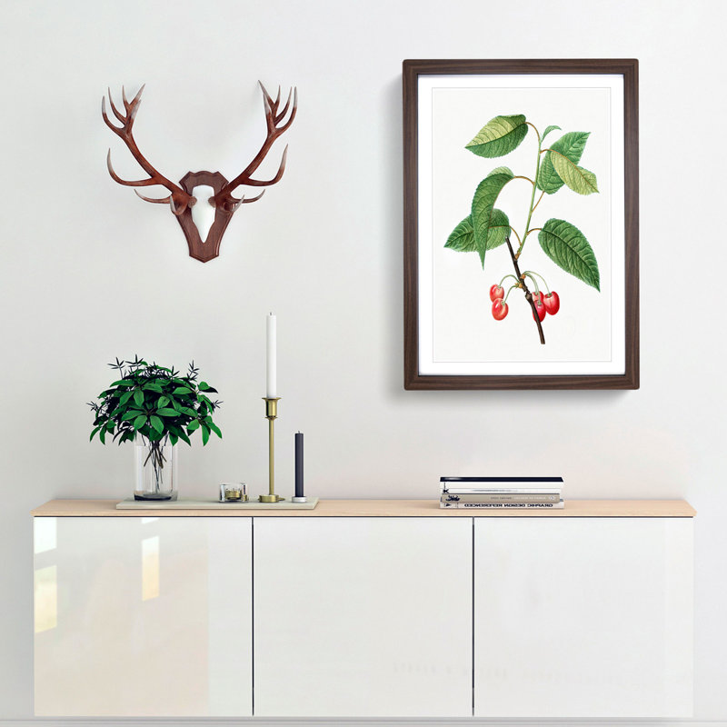 Cherry Tree by Pierre-Joseph Redoute - Picture Frame Painting Print, Walnut Framed, 36cm H x 27cm W x 2cm D