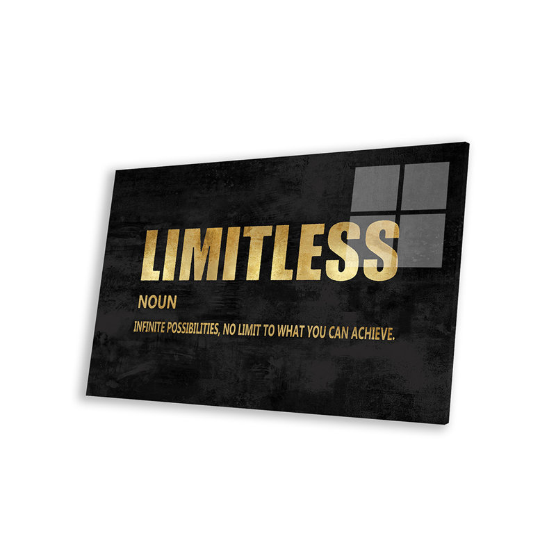 Limitless, impression dorée sur verre acrylique, H 16 po x l 24 po x P 0,25 po