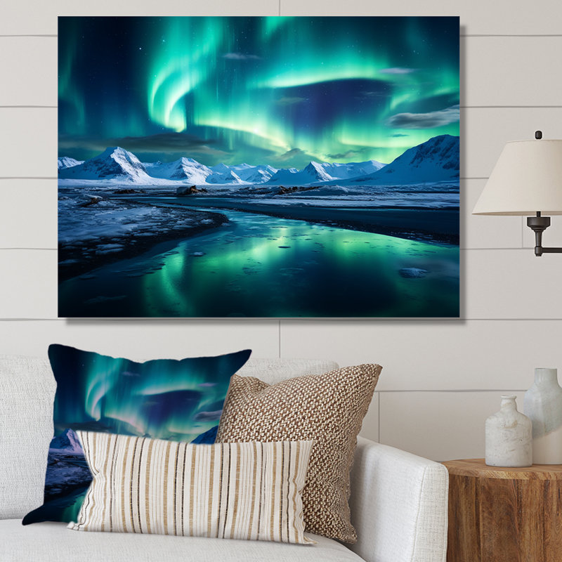 «Islandais Borealis», art mural «Aurora Borealis», Toile tendue, H 12 po x l 20 po x P 1 po
