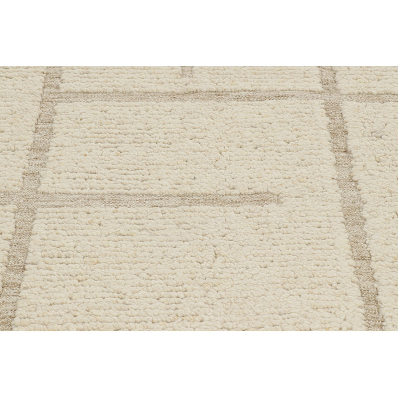 Handmade Oushak Wool Geometric Area Rug, Rectangle 10' x 14'