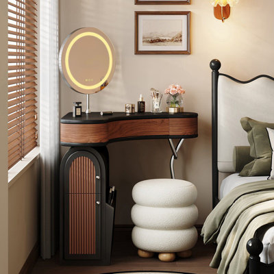 27.56"American-style vintage corner dressing table with a mirror