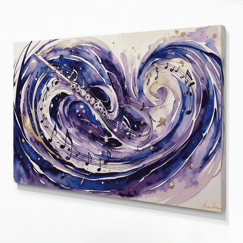 «Music Flute», toile grise, H 12 po x l 18 po